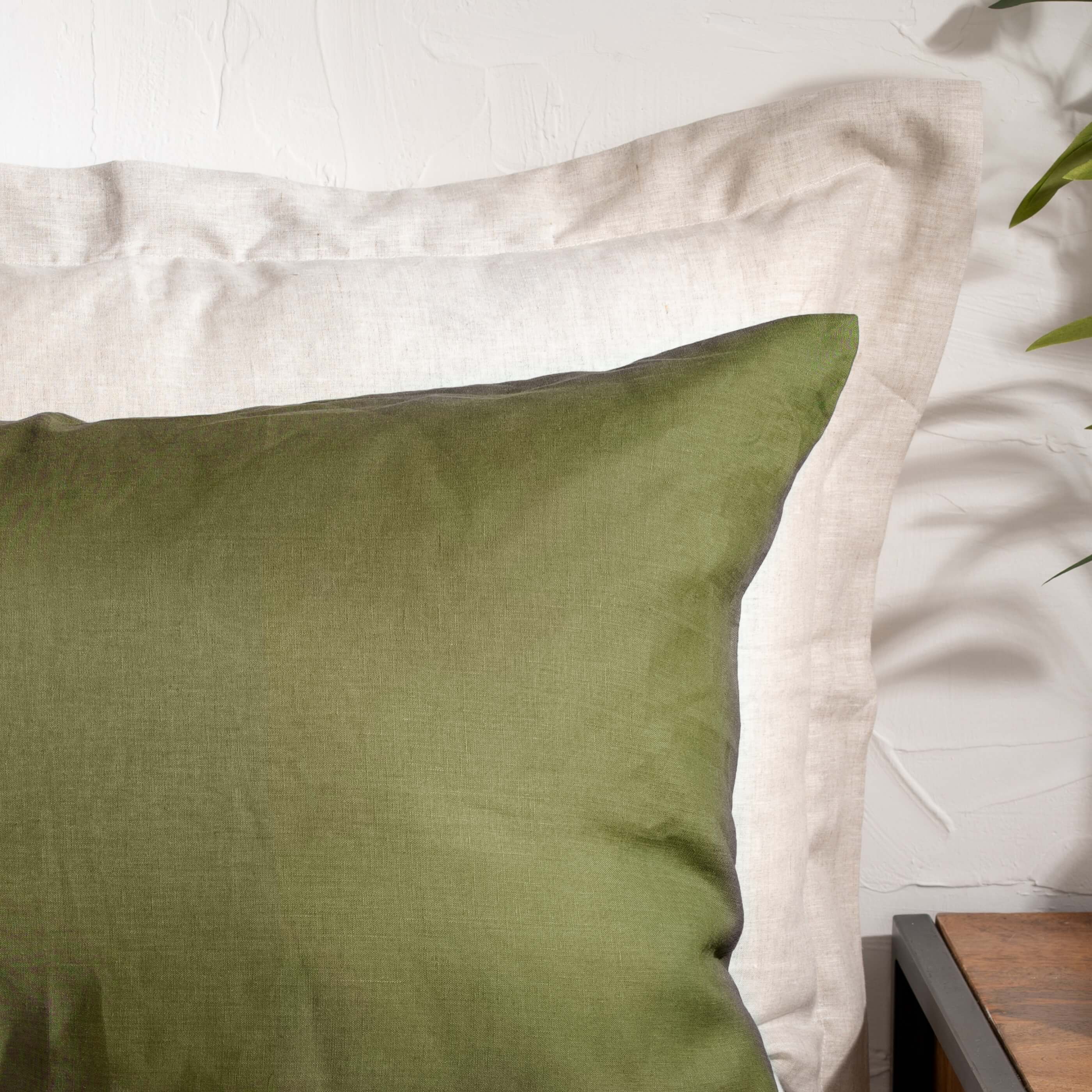 Olive Green French Linen Pillowcase