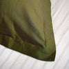 Olive Green French Linen Pillowcases close-up detail 1 | Soak and Sleep