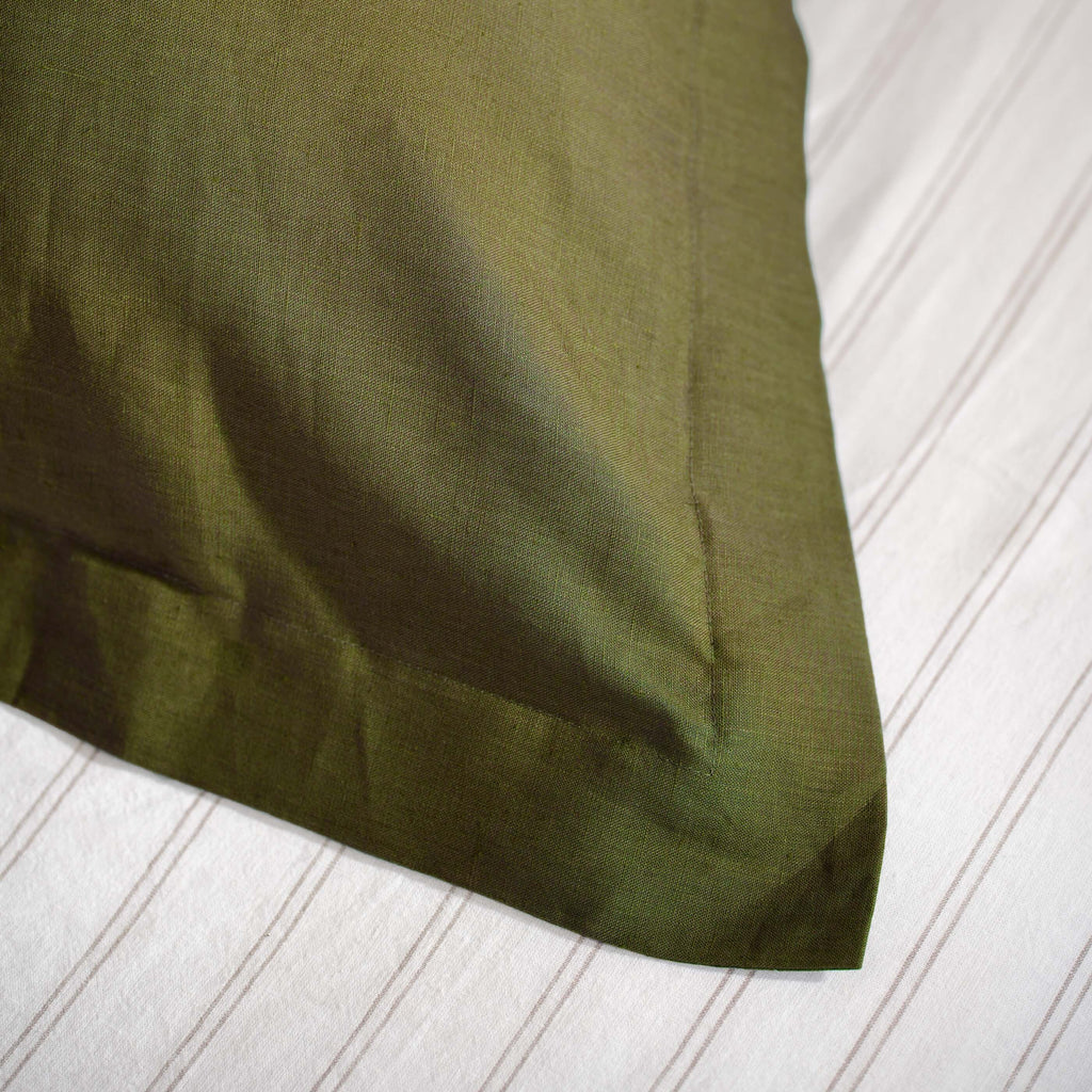 Olive Green French Linen Pillowcases