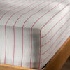White/Fuchsia Pinstripe Linen Cotton 30cm Standard Fitted Sheets