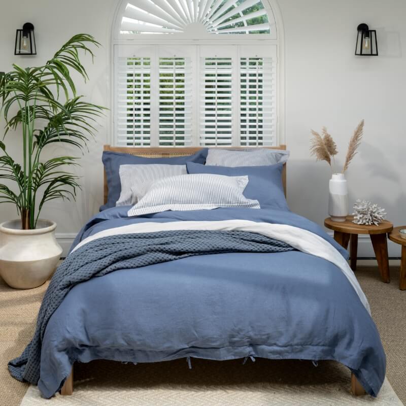 Denim Blue French Linen Pillowcase Pair
