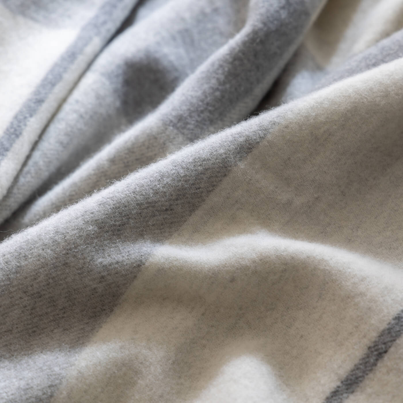 Light Grey Check Pure Wool Throw