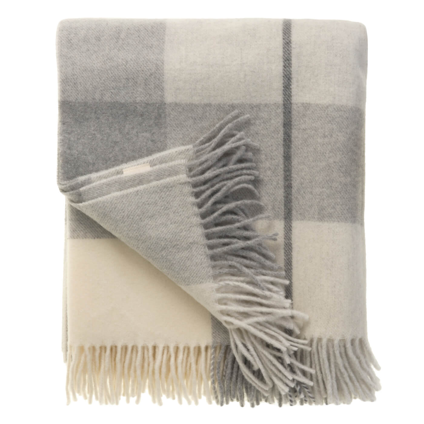 Light Grey Check Pure Wool Throw