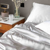 Antique Silver Mulberry Silk Duvet Cover - linen, hypoallergenic, close-up detail 1 | Soak and Sleep