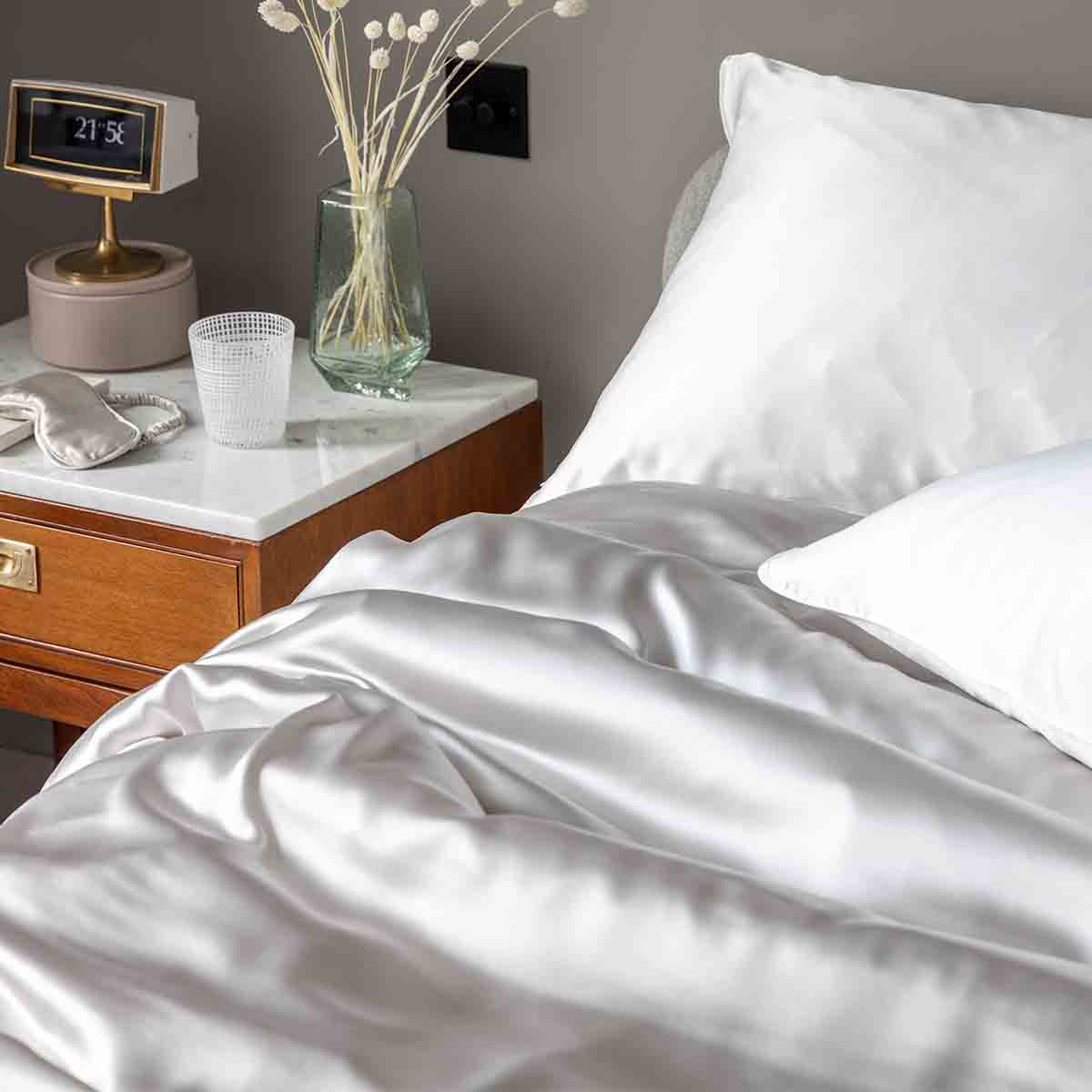 Antique Silver Mulberry Silk Duvet Cover