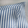 Mediterranean Blue Herringbone Stripe Cotton Pillowcases bedroom detail | Soak and Sleep