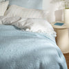 Light Blue Quilted Cotton Bedspread - summer, bedroom detail | Soak and Sleep