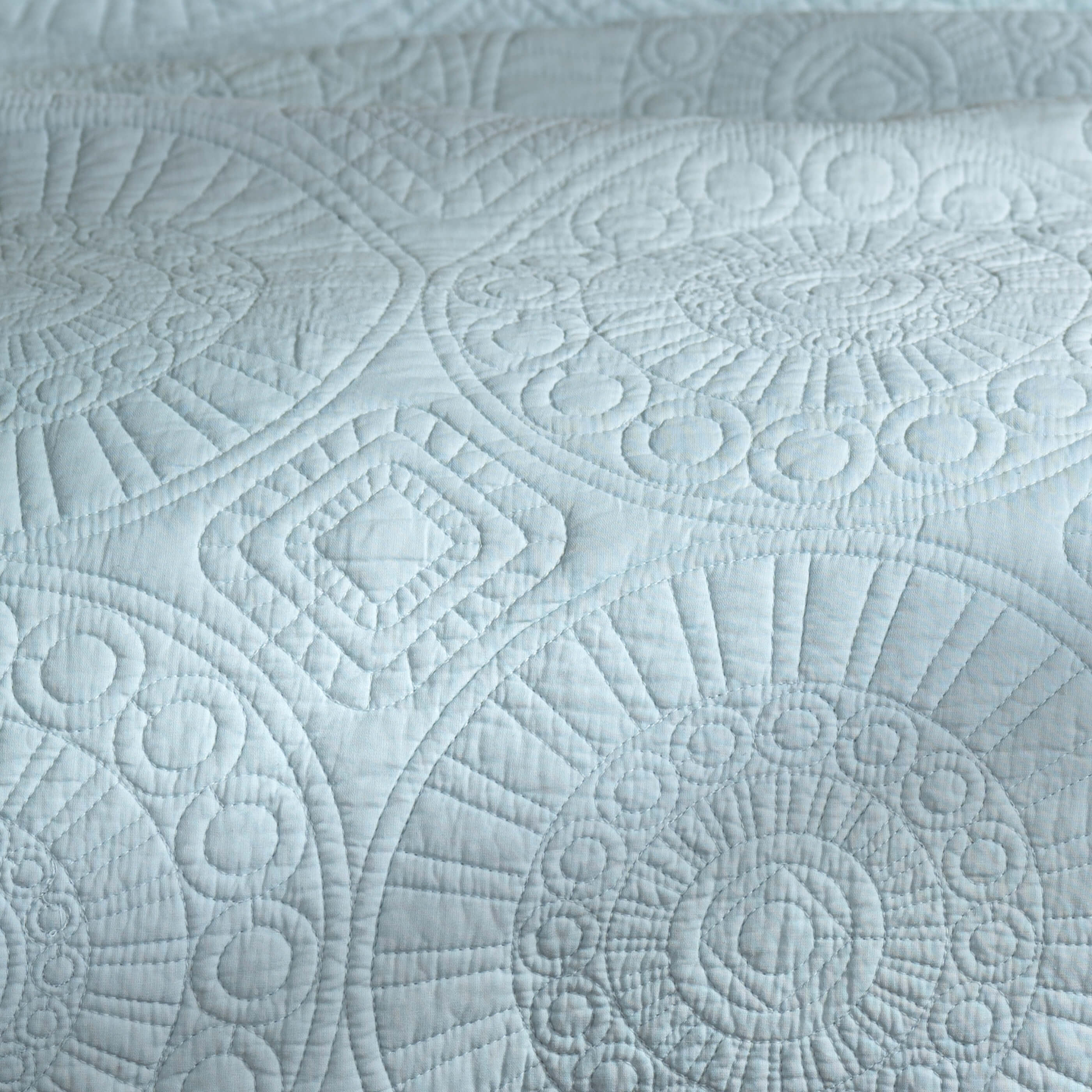Light Blue Quilted Cotton Bedspread