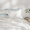 White/Blue Pinstripe Linen Cotton Blend Bedding — additional view