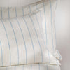 White/Blue Pinstripe Linen Cotton Blend Pillowcases close-up detail 1 | Soak and Sleep
