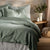 Misty Green French Linen Bed Set
