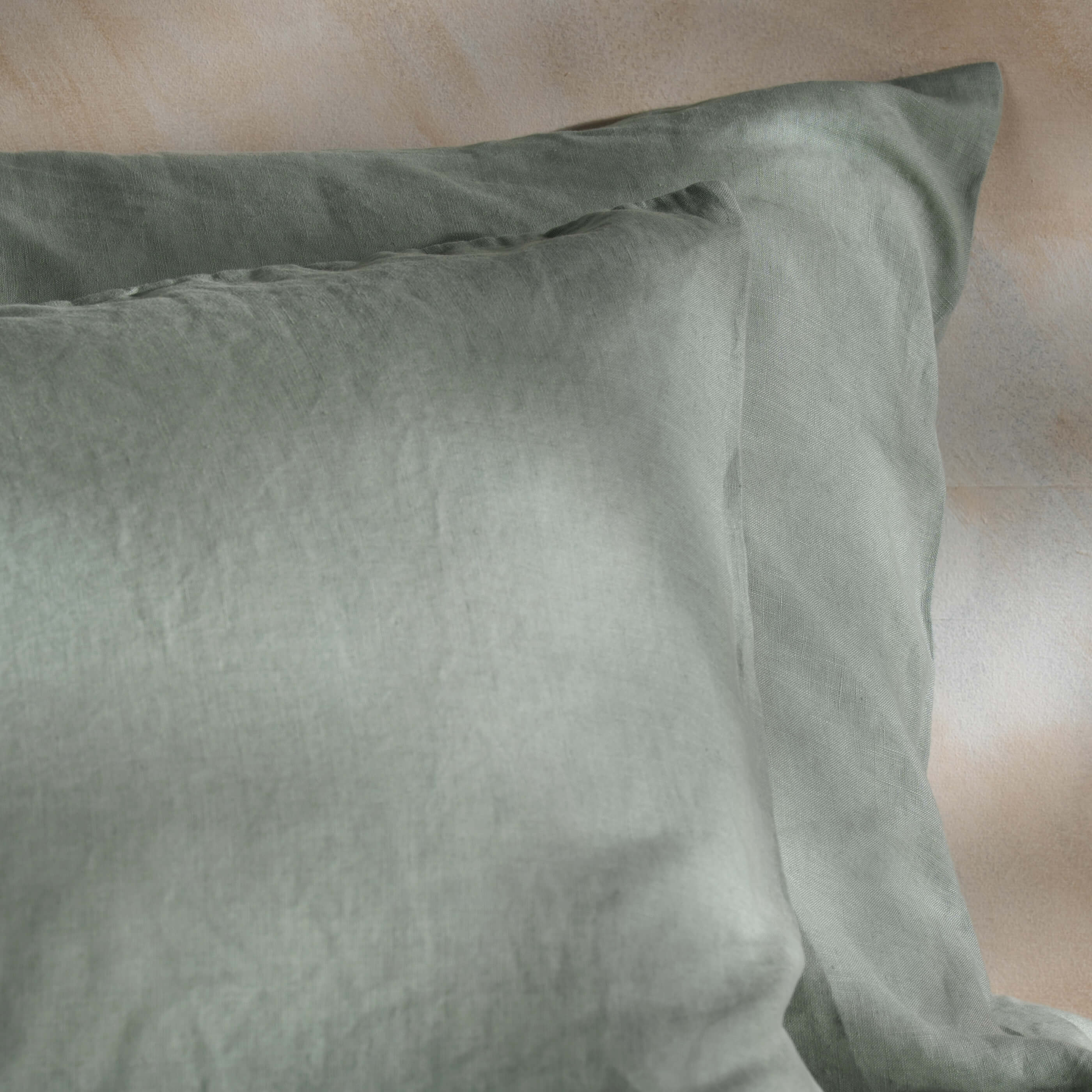 Misty Green French Linen Pillowcase