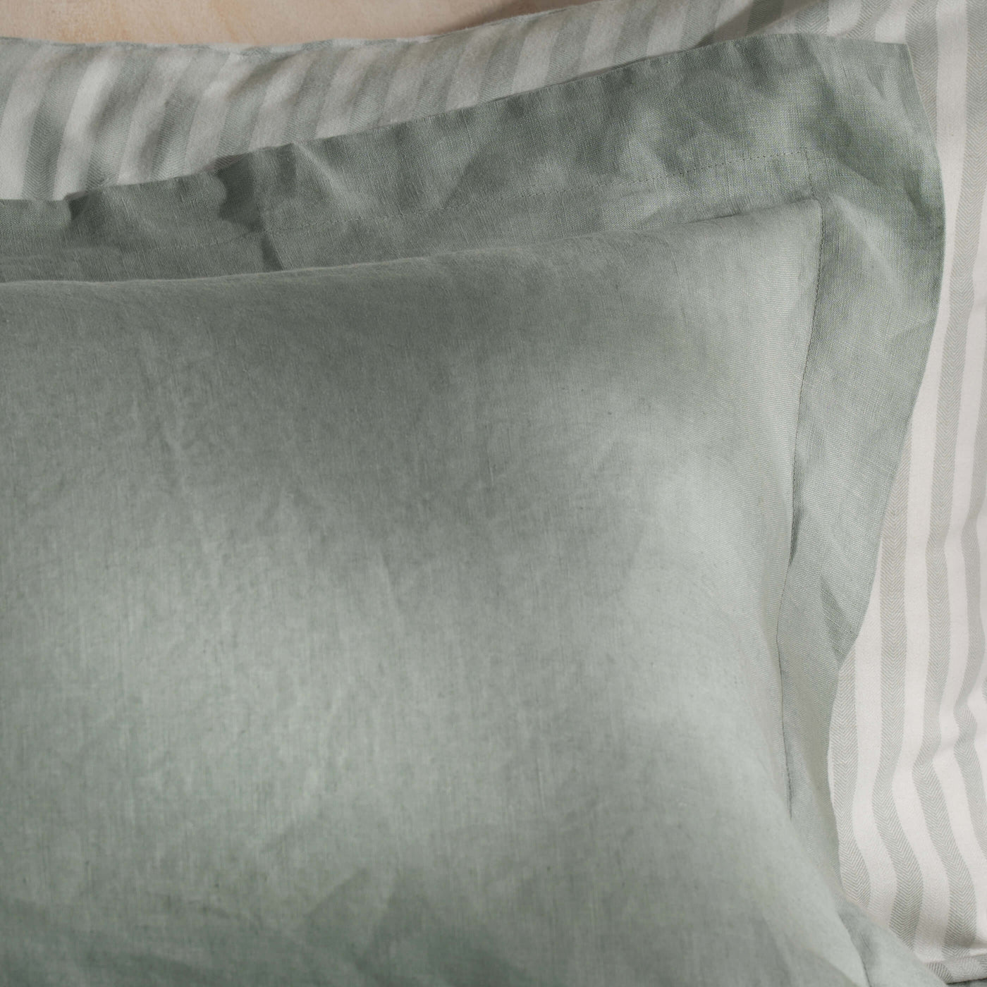 Misty Green French Linen Pillowcase