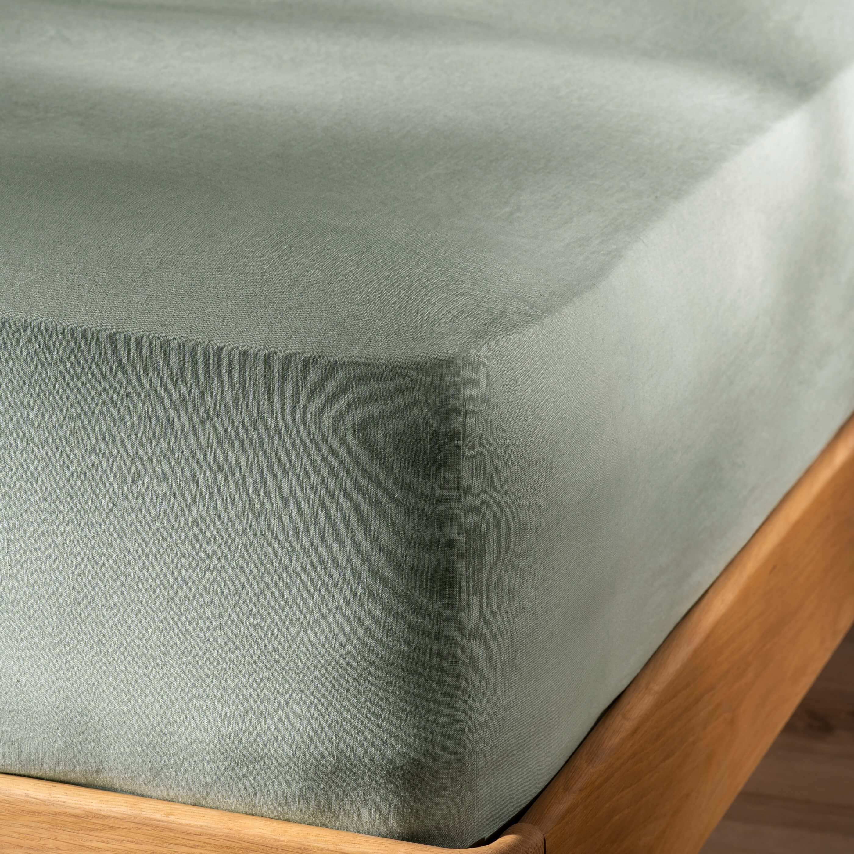 Misty Green French Linen Bed Set Super King