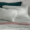Misty Green Herringbone Bedding & Bed Sheets - cotton, breathable, close-up detail 2 | Soak and Sleep