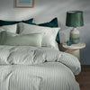Misty Green Herringbone Stripe Cotton Housewife Pillowcases — main product image