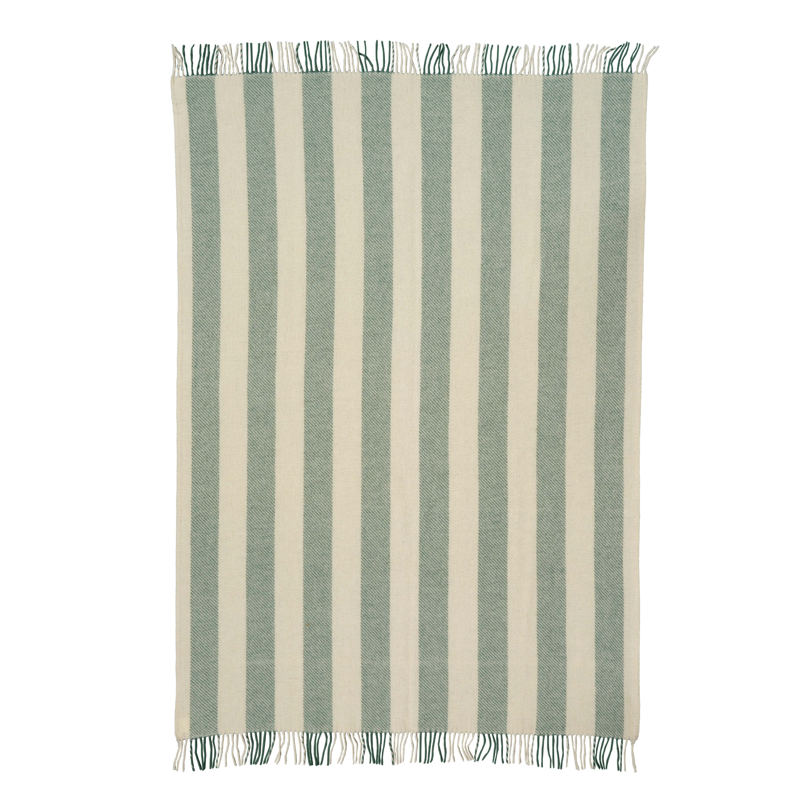 Misty Green Brushed Wool Stripe Throw - breathable, detail view 2 | Soak and Sleep