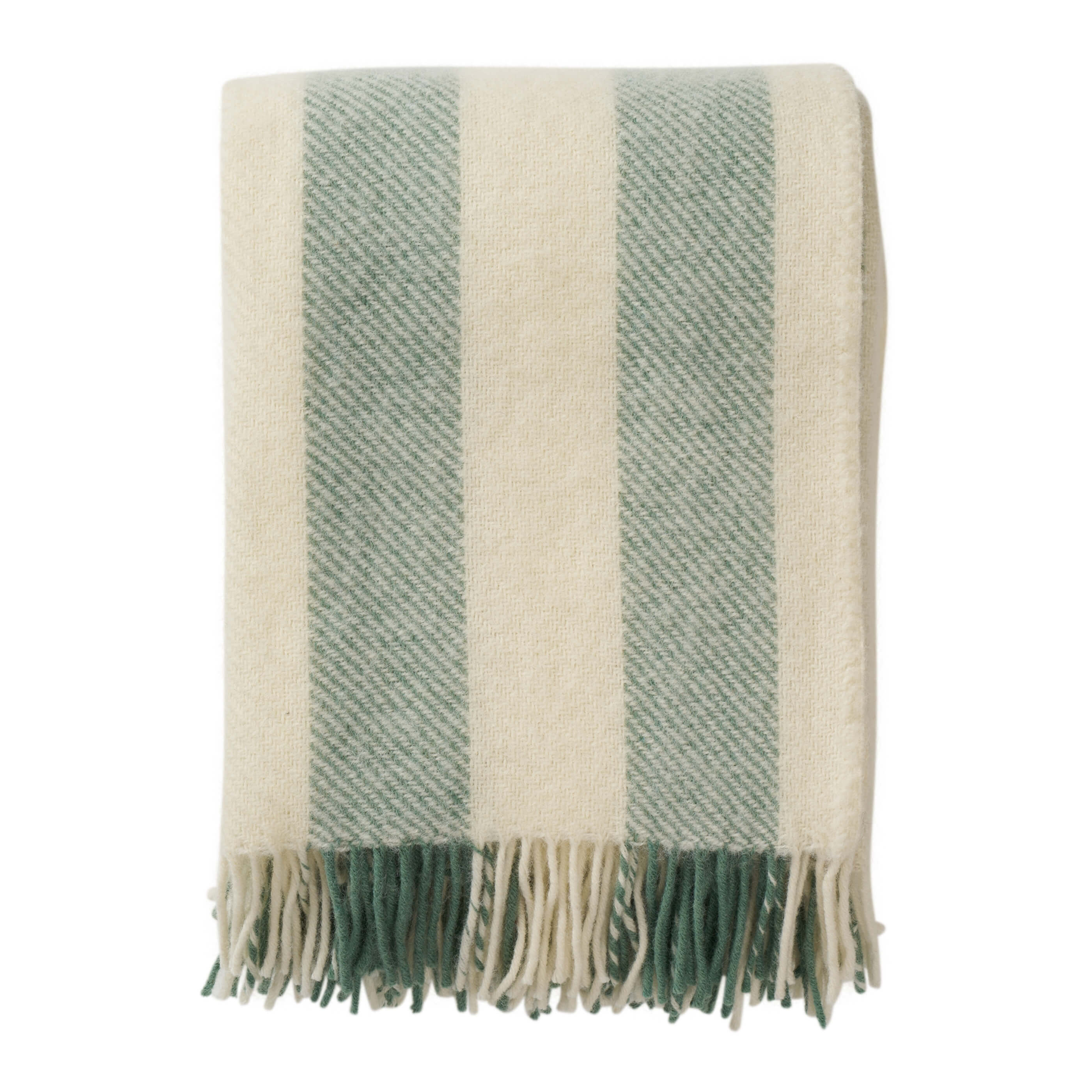 Misty Green Brushed Wool Stripe Throw - breathable, detail view 1 | Soak and Sleep