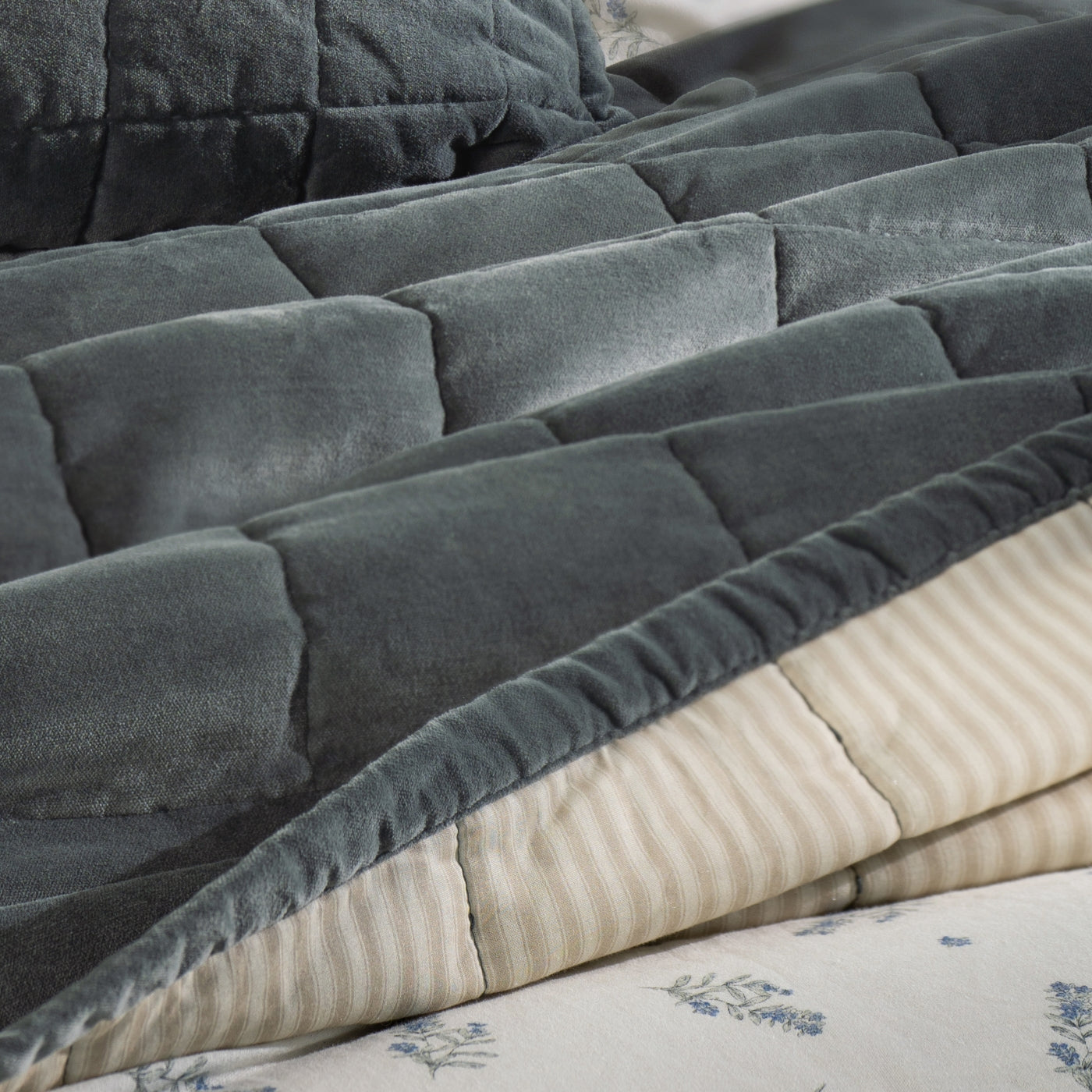 Smoky Teal Velvet Bedspreads