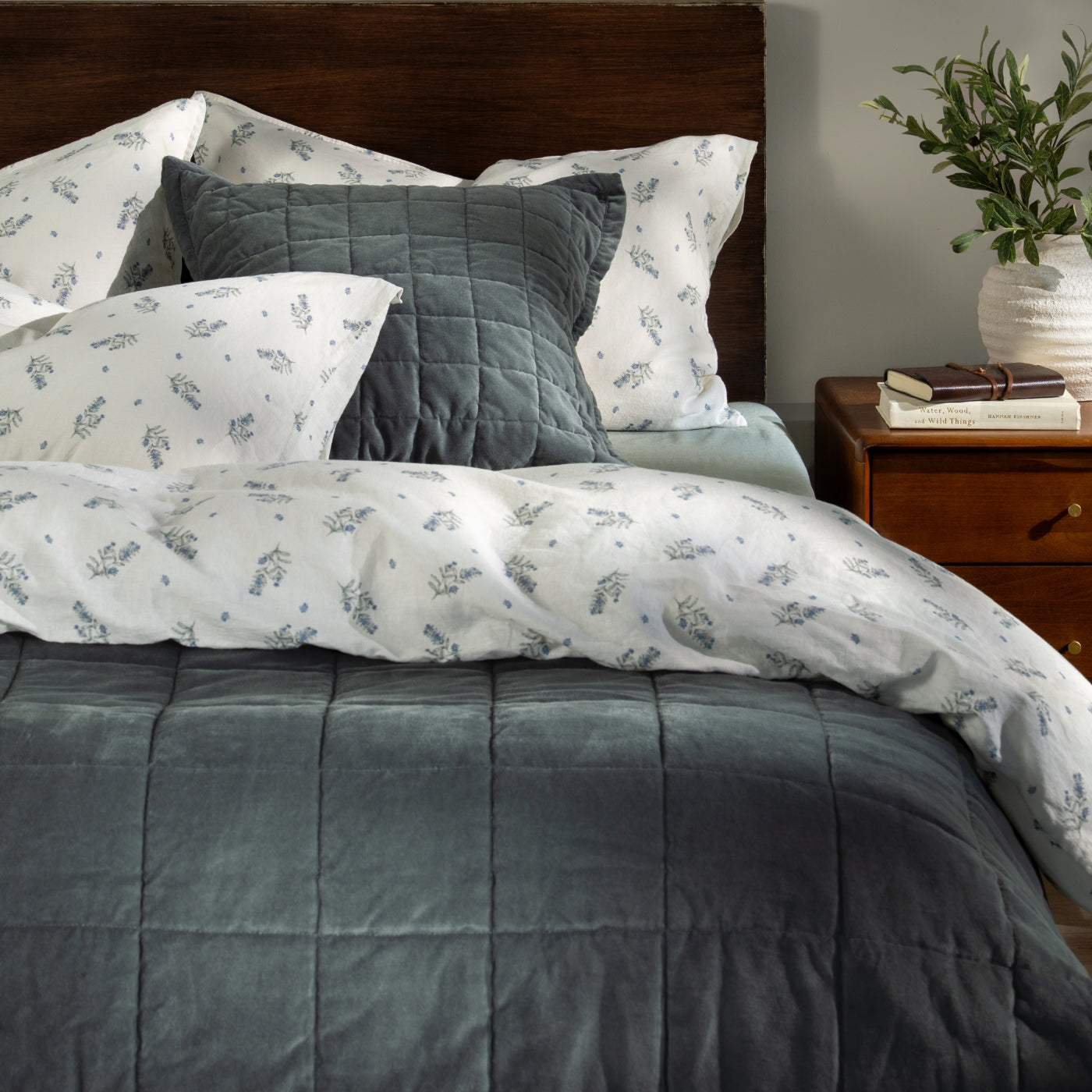 Smoky Teal Velvet Bedspreads