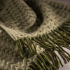 Moss Green Brushed Lambswool Cardigan Throw - wool, breathable, bedroom detail | Soak and Sleep