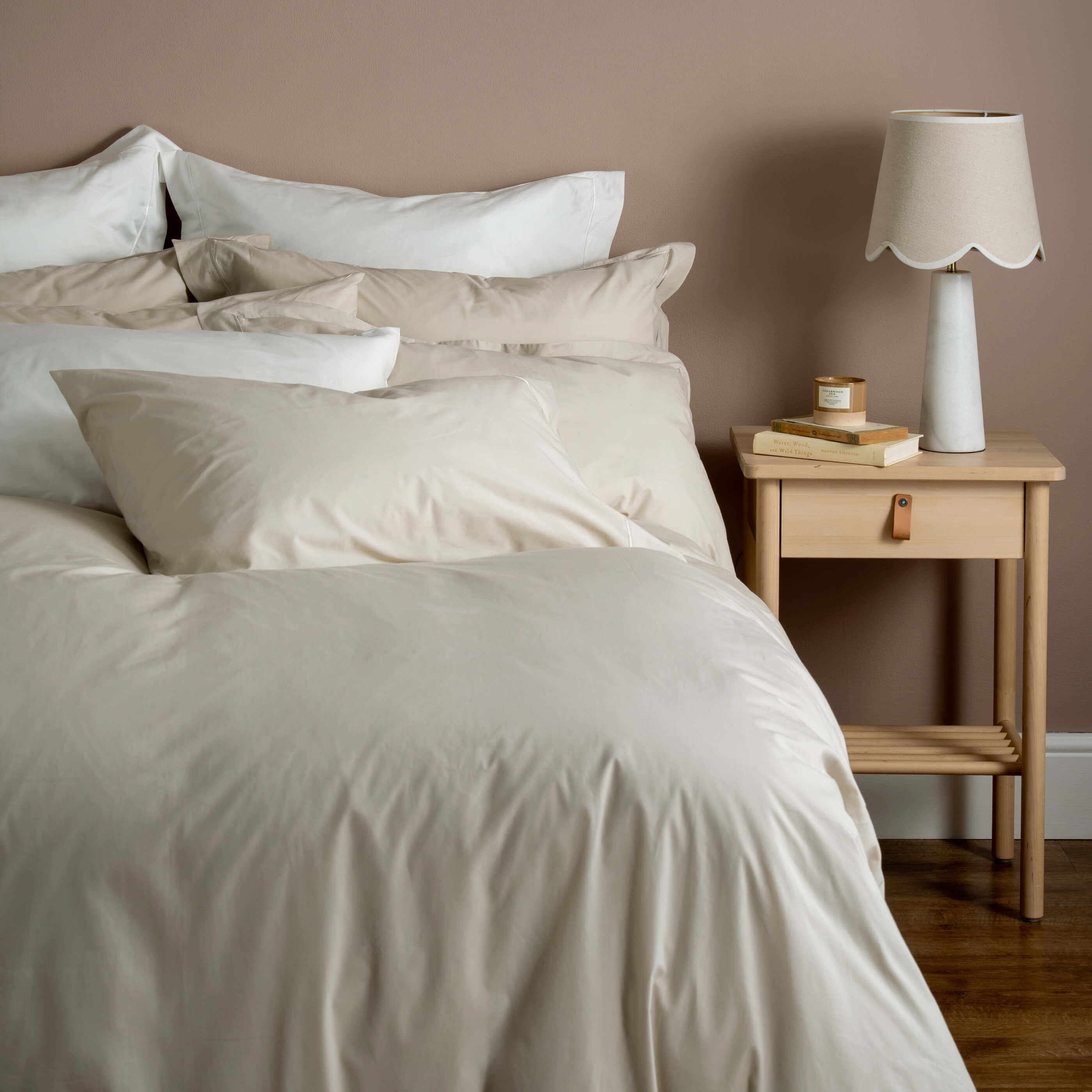 Natural 200 Thread Count Egyptian Cotton Bed Sets Superking - linen, breathable, styled in a bedroom | Soak and Sleep