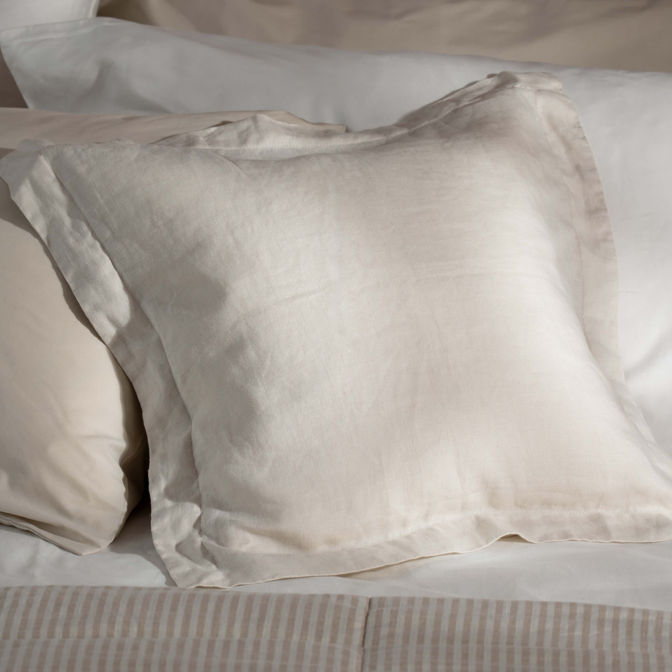 Natural French Linen Medium Square Cushion Cover