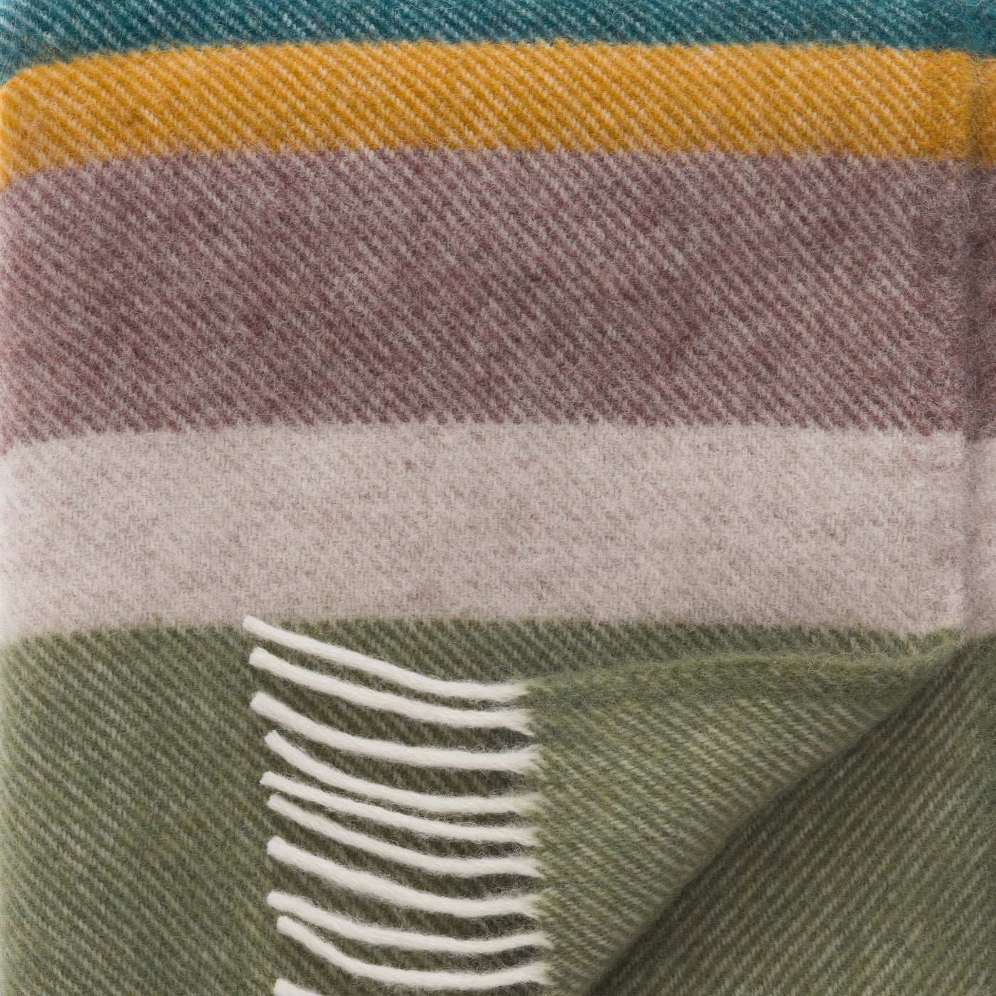 Earthy Striped Pure Wool Throw - winter, styled in a bedroom | Soak and Sleep