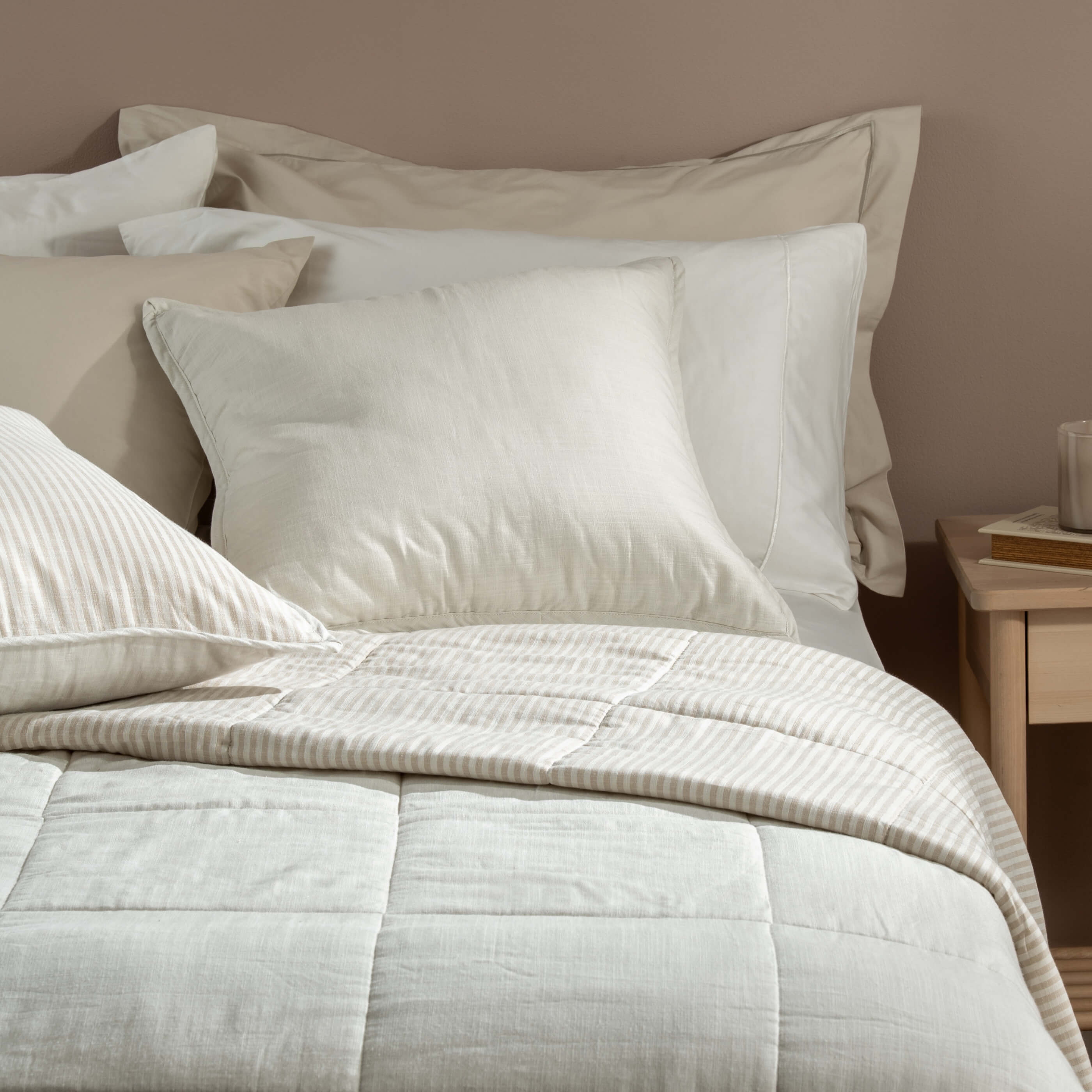 Natural Linen Look Bedspread & Cushions