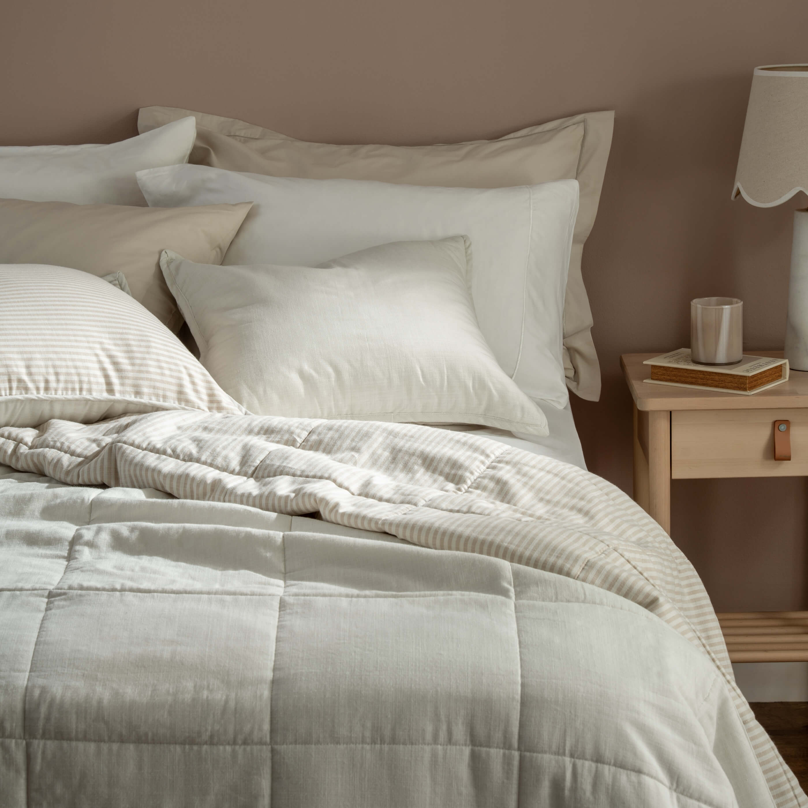 Natural Linen Look Bedspread & Cushions