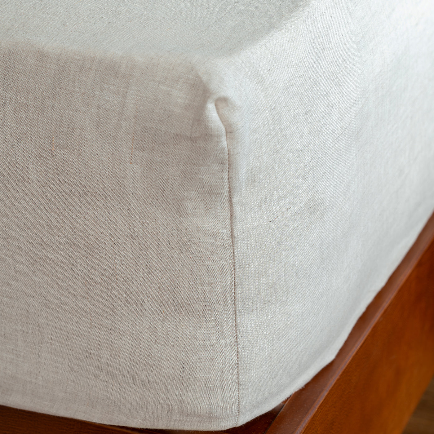 Natural Marl French Linen 40cm Fitted Sheet