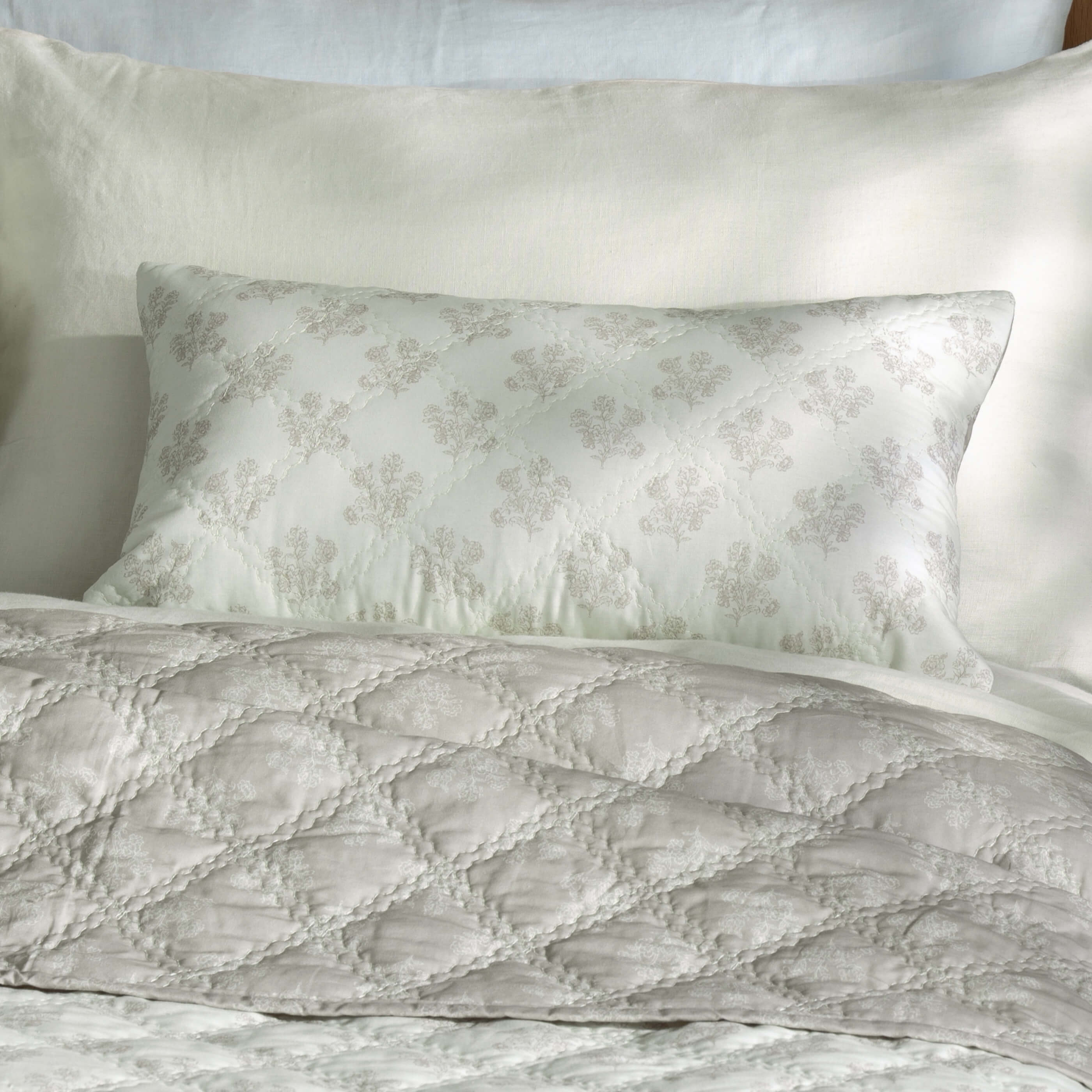 Natural Reversible Floral Print Cushion Cover