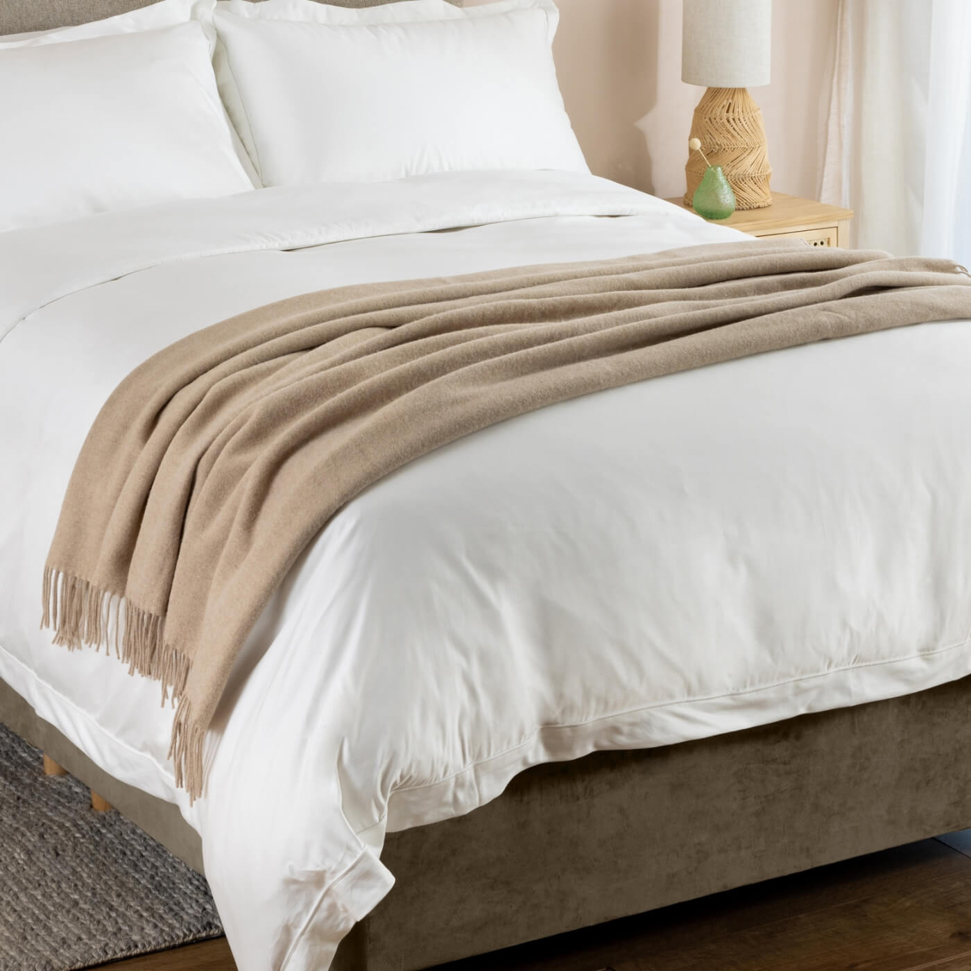 Natural Wool With Cashmere Throw