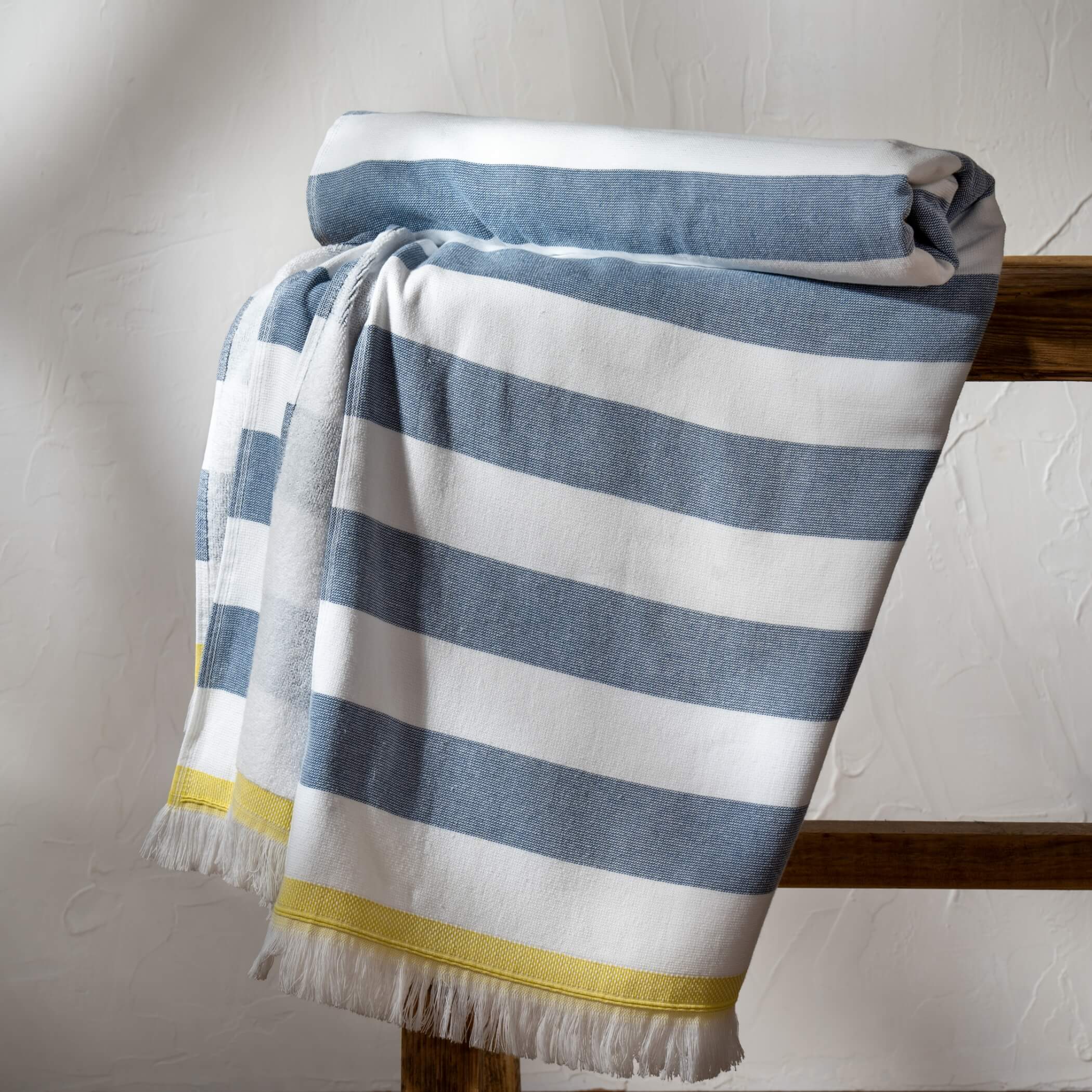 Navy Striped Beach Towels