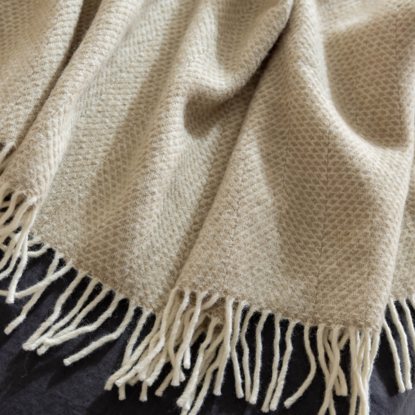 Oatmeal Honeycomb Pure Wool Throw