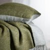 Olive Green Pure Wool Reversible Throw