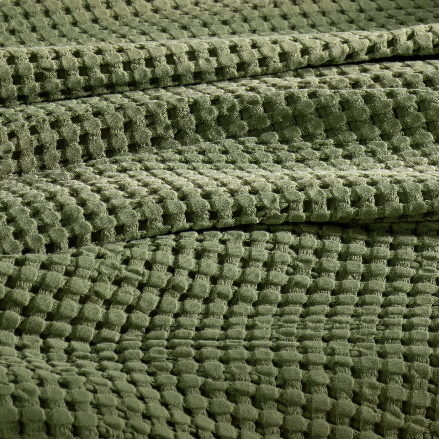 Olive Green Waffle Cotton Bedspread