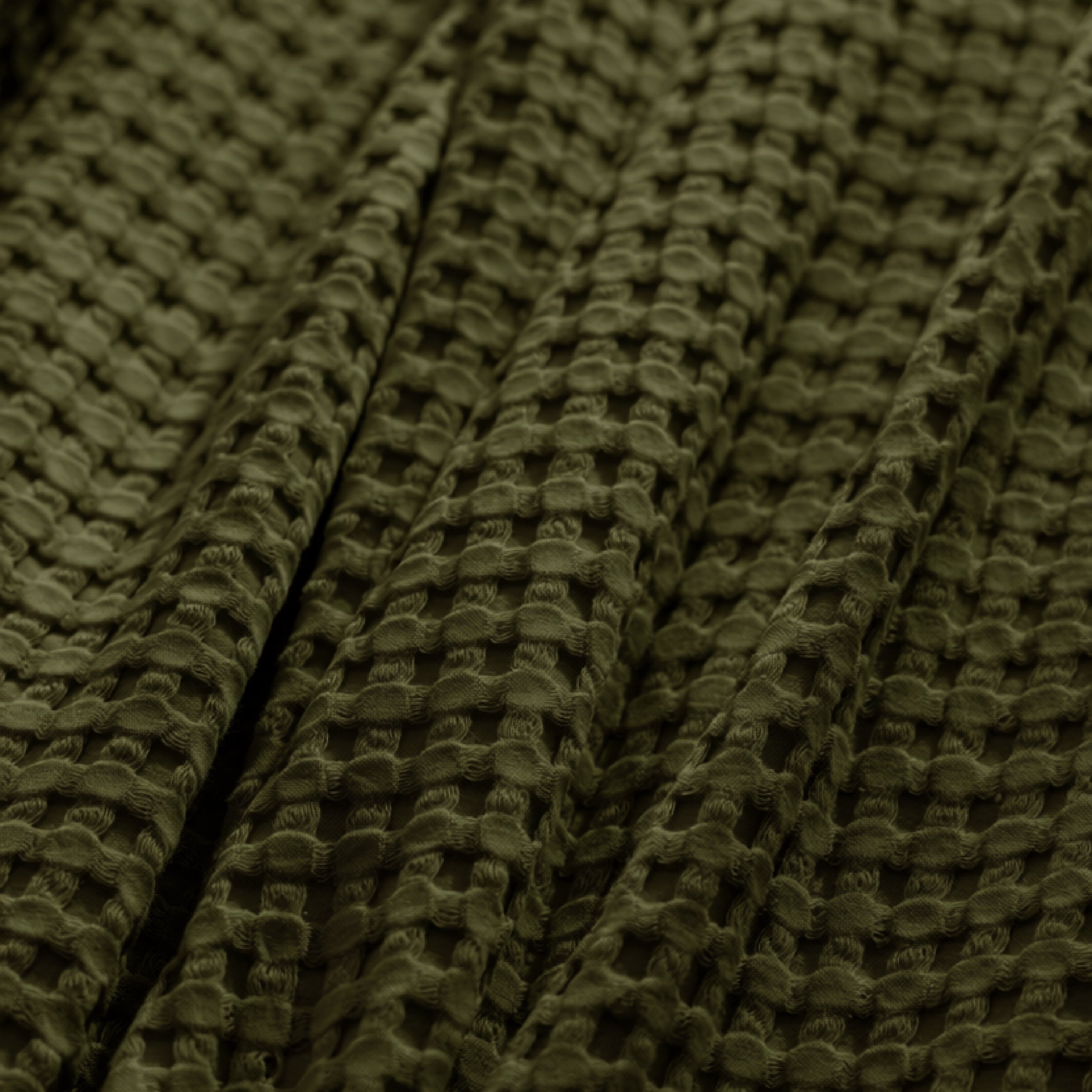 Olive Green Waffle Cotton Bedspread