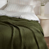Olive Green Waffle Cotton Bedspread