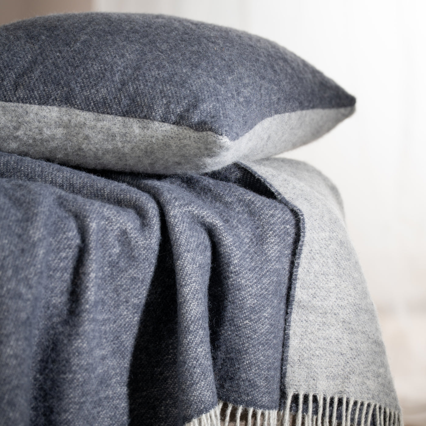 Orion Blue Pure Wool Reversible Throw