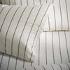 White/Blackberry Pinstripe Linen Cotton Blend Pillowcases bedroom detail | Soak and Sleep