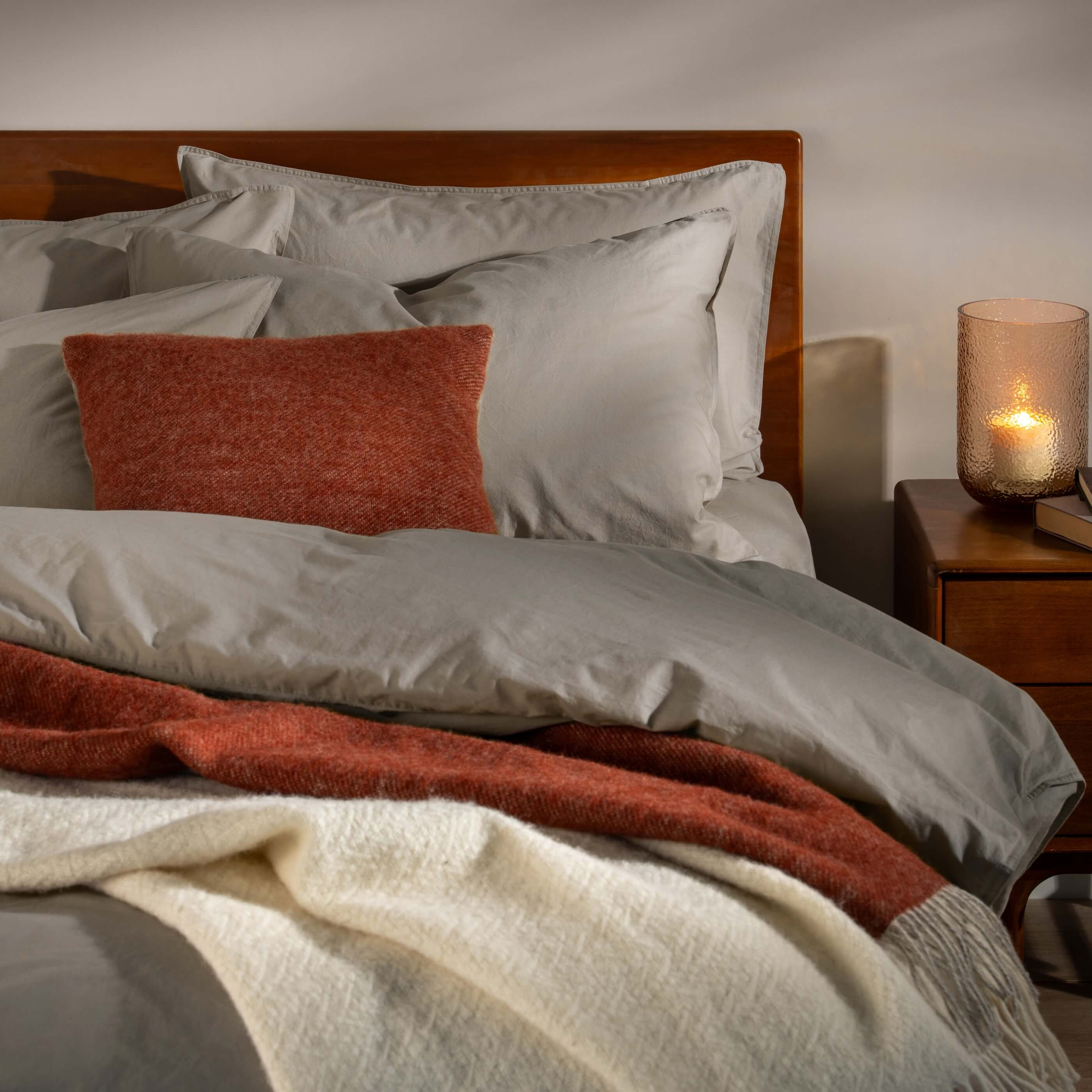 Burnt Orange Reversible Pure Wool Throw