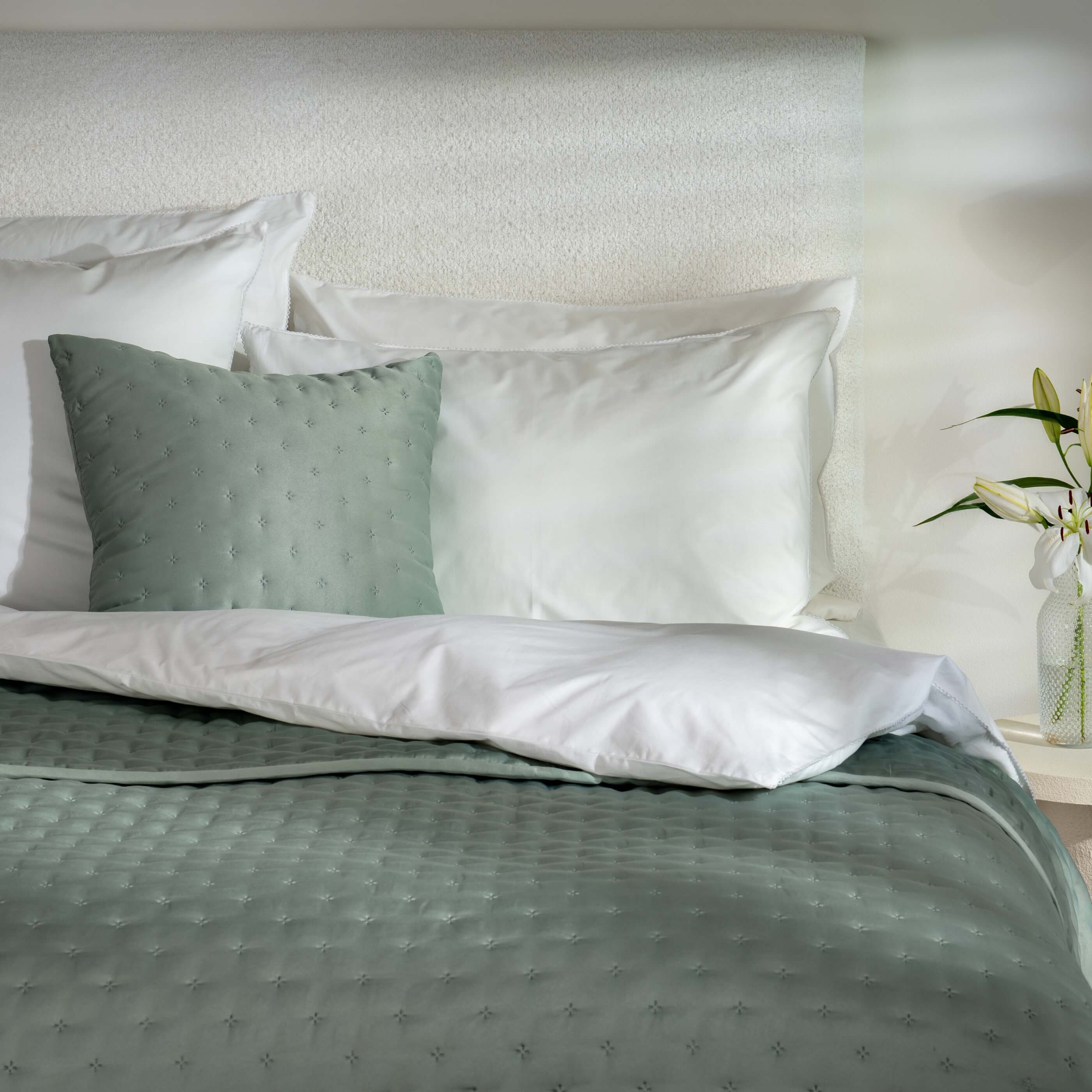 Sage Green Soft As Silk Quilted Bedspreads