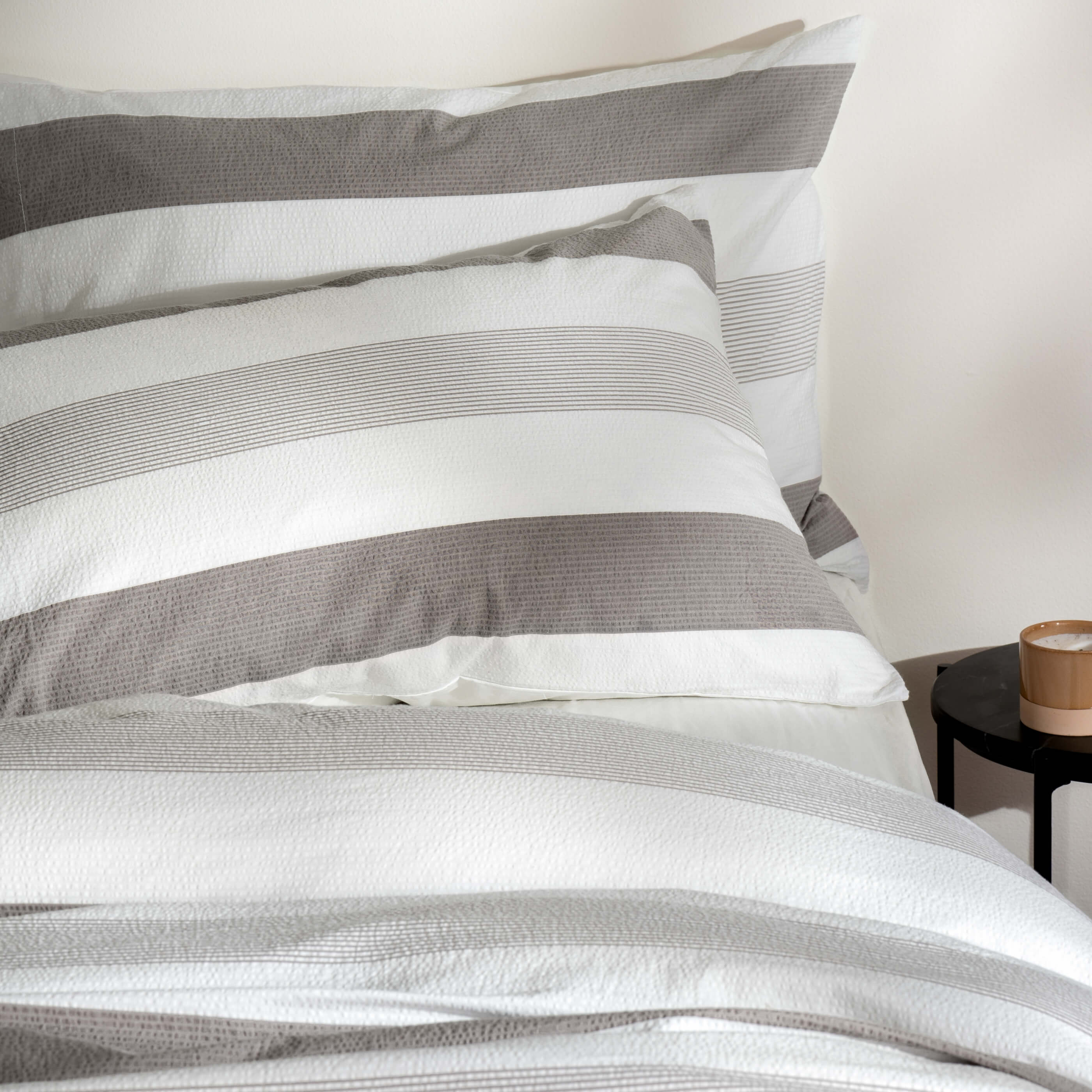 White/Grey Multi Seersucker Stripe Duvet Cover