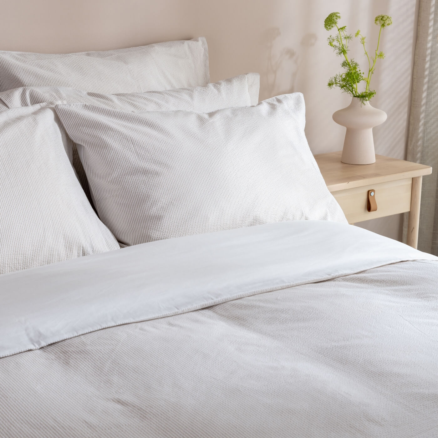 Natural Seersucker Stripe Pillowcases
