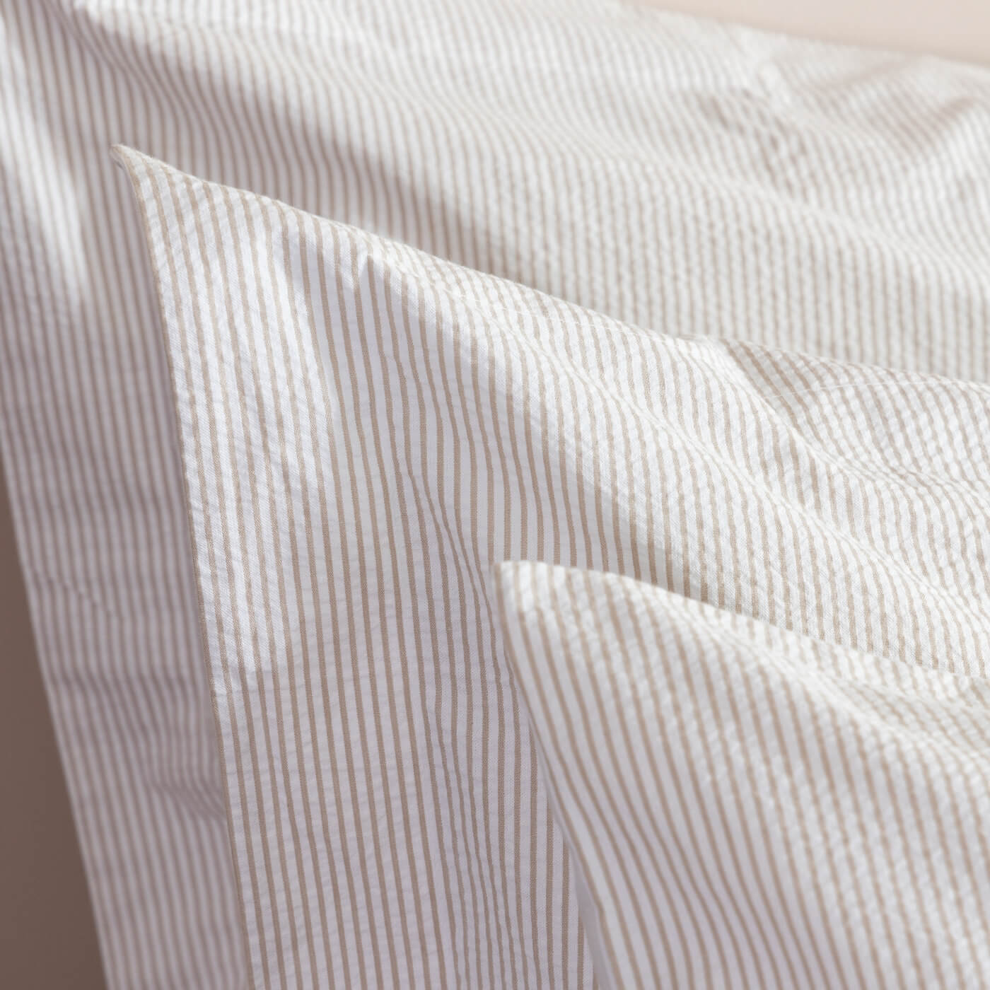 Natural Seersucker Stripe Pillowcases