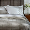 Soft Grey Velvet Cotton Quilted Bedspreads - stripe, styled in a bedroom | Soak and Sleep