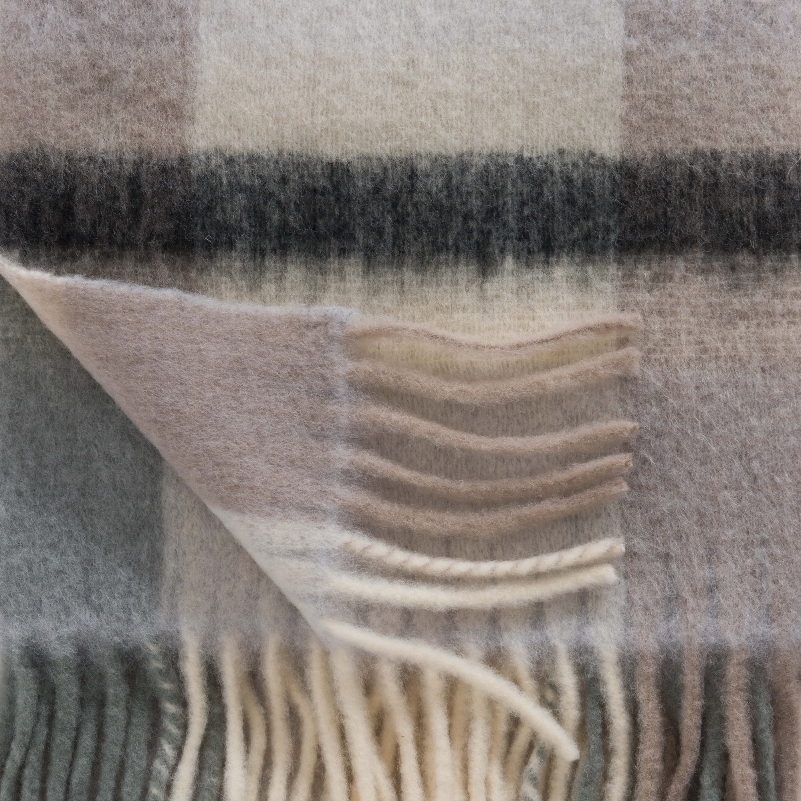 Stone Brushed Check Wool Blend Throw