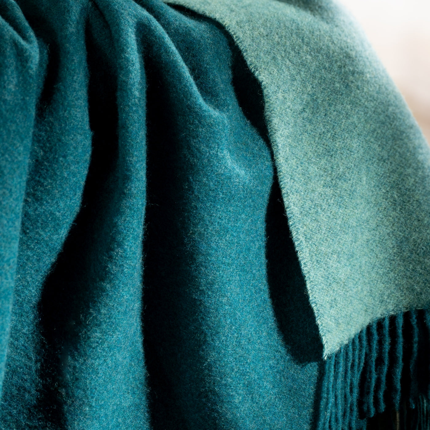 Teal Wool With Cashmere Throw