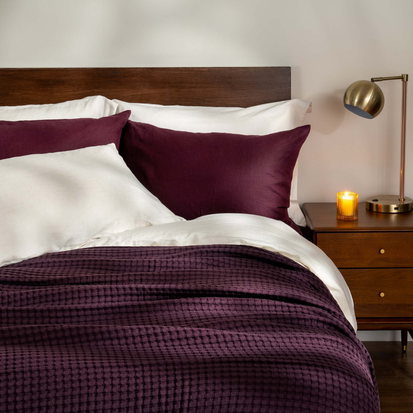 Aubergine Waffle Bedspread